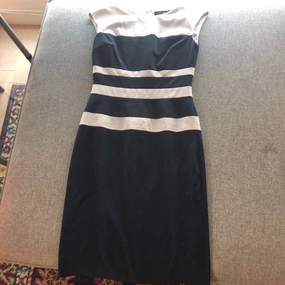 Lauren Ralph Lauren navy white striped dress